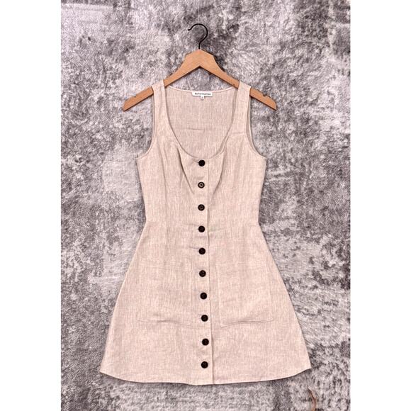 Reformation Dresses & Skirts - New Reformation Dress 0 Womens Linen Scoop Neck Sleeveless Button Front Mini